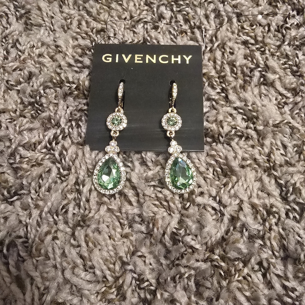 Givenchy Green and Gold Teardrop Earrings